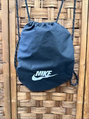 Nike Black Drawstring Backpack with White Swoosh